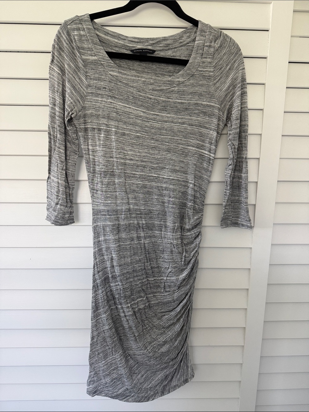 Banana Republic Scoop Neck Grey Ruched Midi Dress